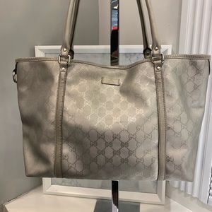 Gucci Metallic Silver GG Covered Canvas Tote